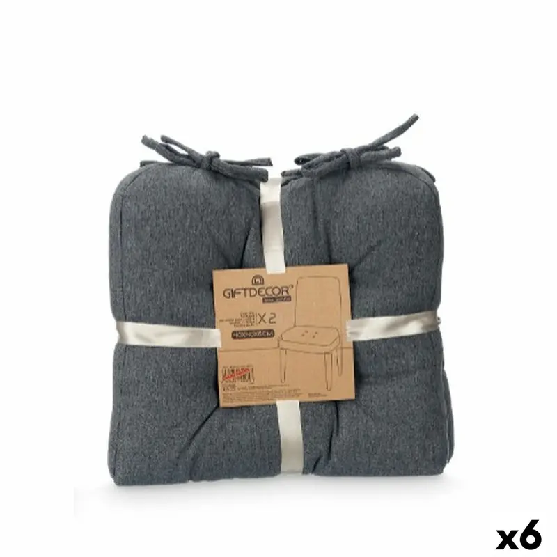 Set Of Cushions Gift Decor Grey 40 X 40 X 7 Cm 2 Pieces (6 Units) 1