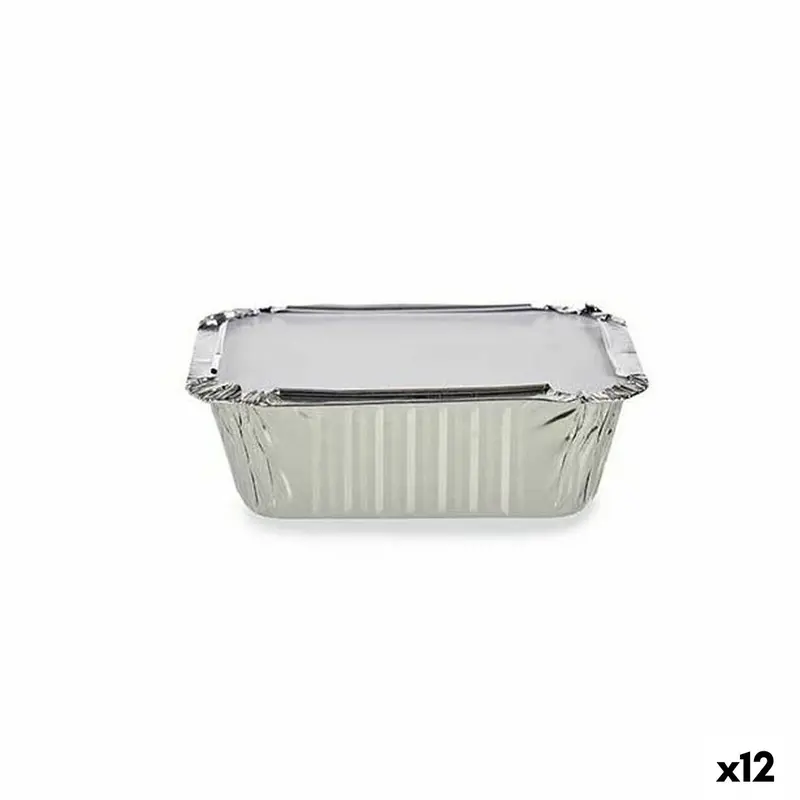Set Of Food Trays Kinvara Aluminium 14,5 X 7,5 X 12,5 Cm Disposable With Lid (12 Units) 1