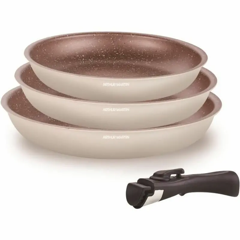 Set Of Frying Pans Arthur Martin Beige Cream Aluminium 4 Pieces (3 Units) 1