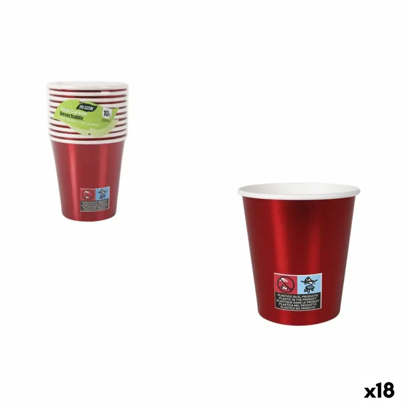 Set Of Glasses Algon Red 200 Ml 10 Pieces (18 Units) 1