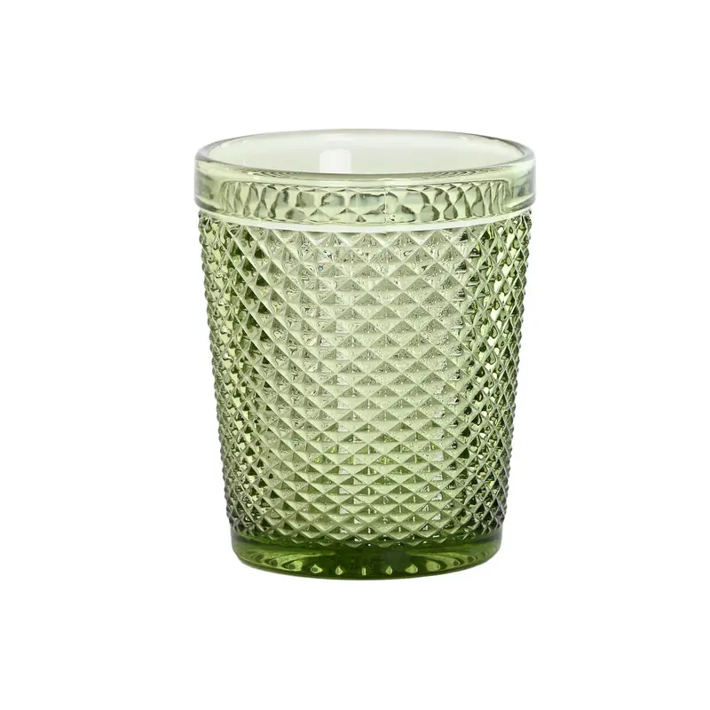 Set Of Glasses Dkd Home Decor Green Crystal With Relief 240 Ml (6 Units) 1