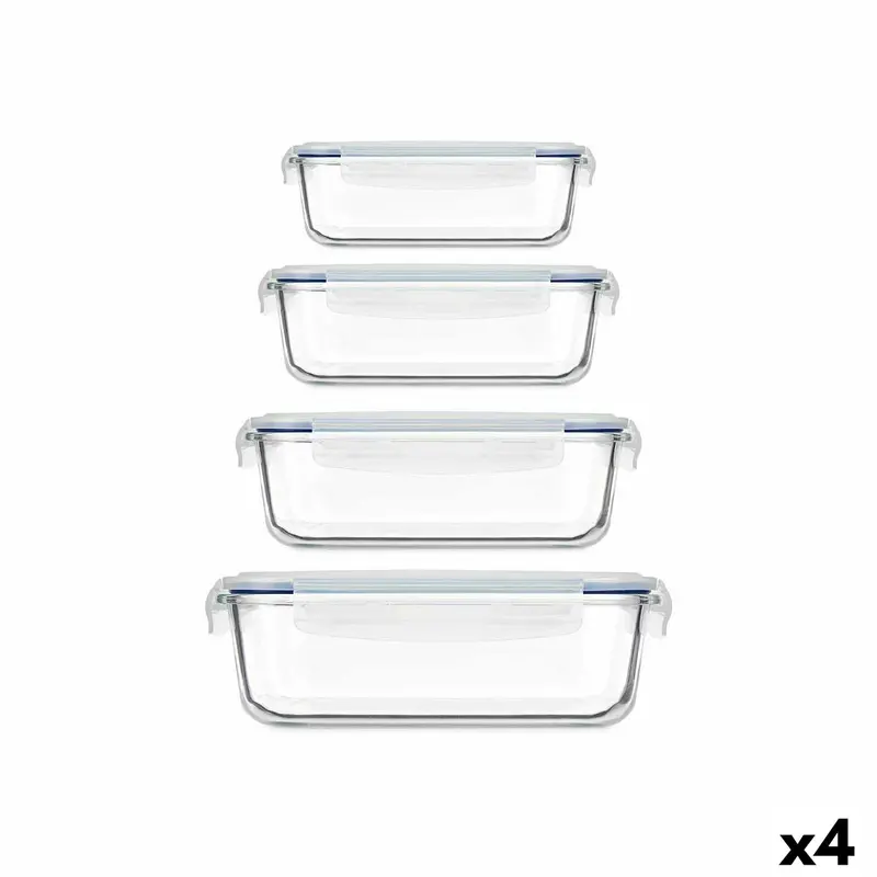 Set Of Lunch Boxes Transparent Silicone Borosilicate Glass (4 Units) 1