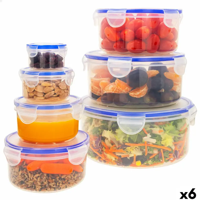 Set Of Stackable Hermetically-Sealed Kitchen Containers Max Home 23 X 11 X 23 Cm 6 Units 1