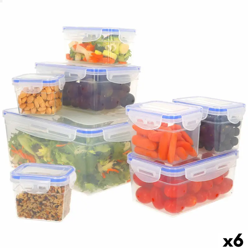 Set Of Stackable Hermetically-Sealed Kitchen Containers Max Home 27 X 12 X 20 Cm 6 Units 1