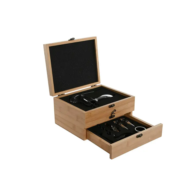 Set Of Wine Accessories Home Esprit Natural Bamboo Stainless Steel 1