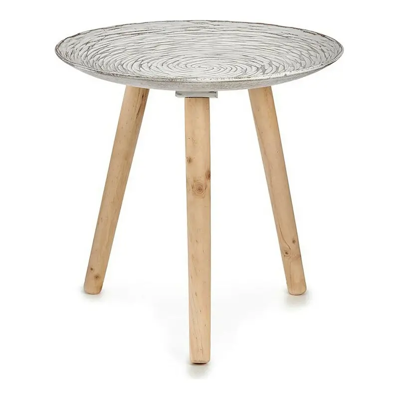 Side Table Gift Decor White Brown Wood 40 X 39 X 40 Cm Spirals 1