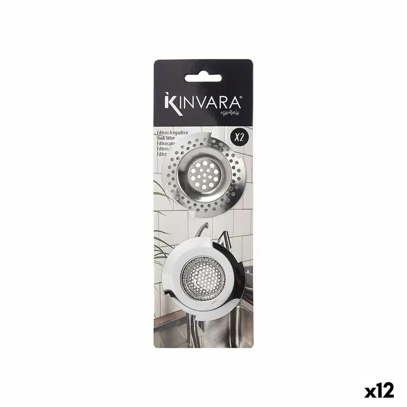 Sink Filters Kinvara Silver Stainless Steel 2 Pieces (12 Units) 1