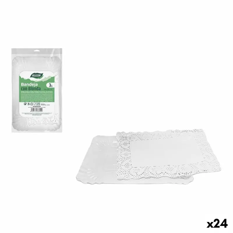 Snack Tray Algon Rectangular 18 X 26 Cm 3 Pieces (24 Units) 1