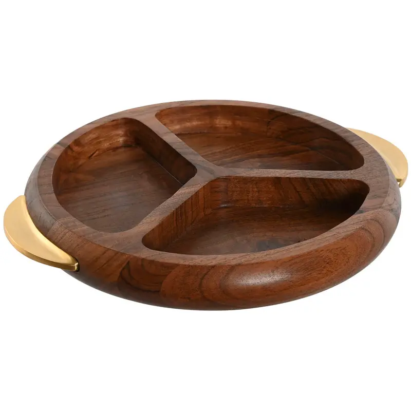 Snack Tray Home Esprit Golden Natural 35 X 30,5 X 4,5 Cm 1