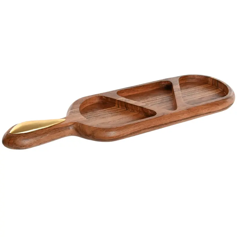 Snack Tray Home Esprit Golden Natural 46 X 13,5 X 2,5 Cm 1