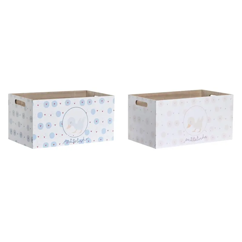 Storage Box Dkd Home Decor Blue Pink Mdf Wood 36 X 21 X 18 Cm (2 Units) 1