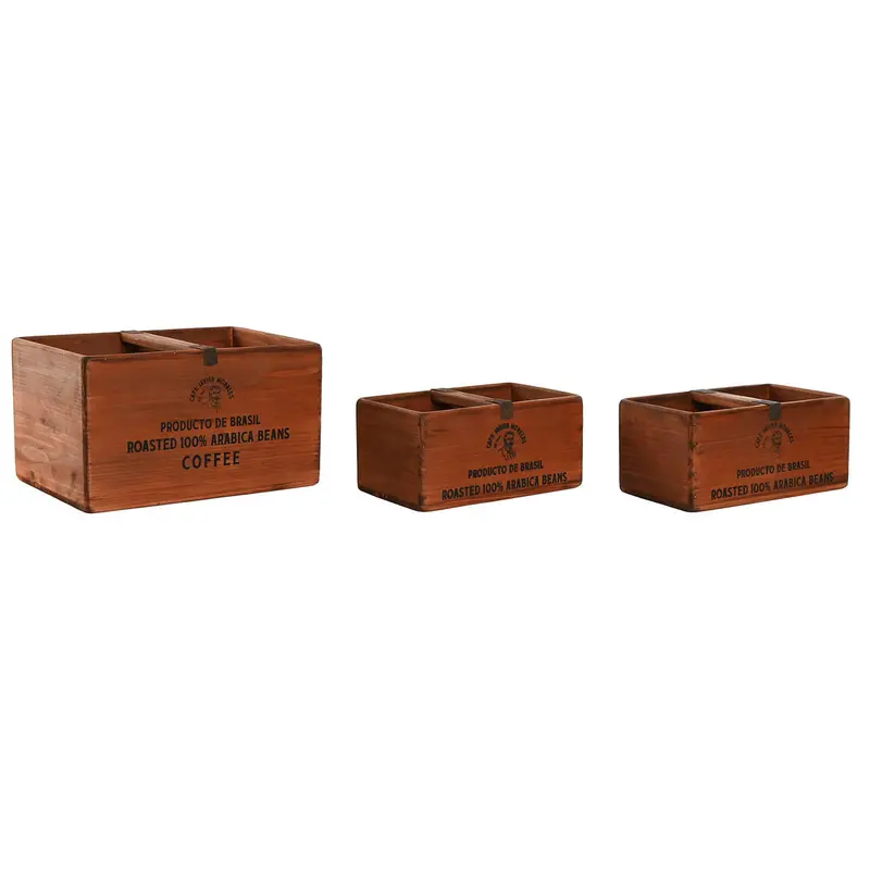 Storage Boxes Home Esprit Brown Fir Wood 35 X 25 X 20 Cm 3 Pieces 1