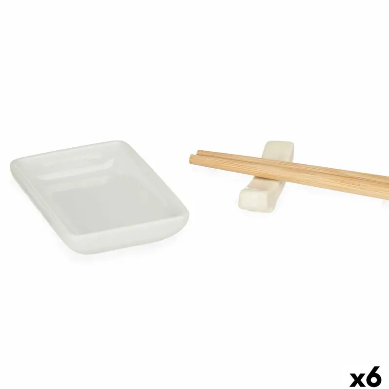 Sushi Set Kinvara White Bamboo Porcelain 27,5 X 2,5 X 20,5 Cm 19,5 X 2,5 X 26,5 Cm (12 Pieces) (6 Units) 1