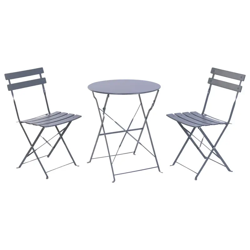 Table Set With 2 Chairs Home Esprit Grey Metal 60 X 60 X 71 Cm 1