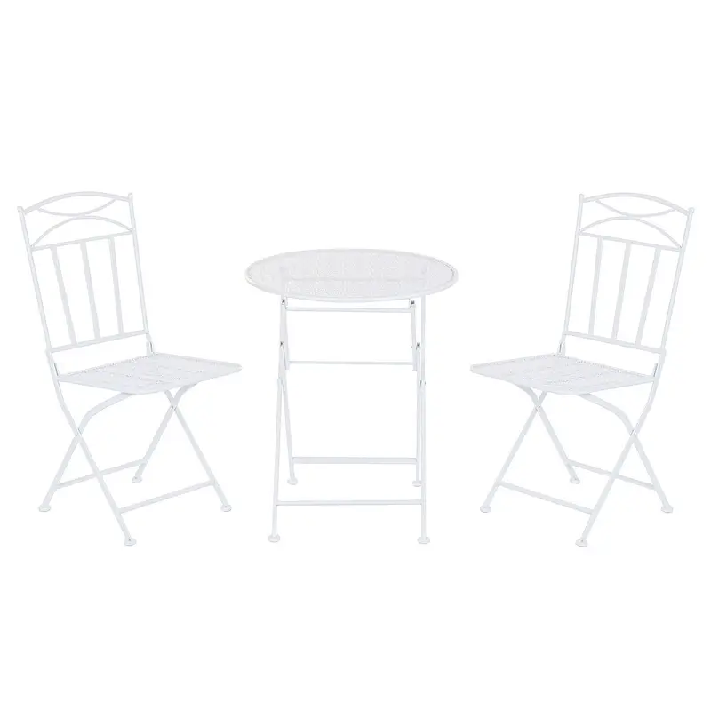 Table Set With 2 Chairs Home Esprit White Iron 60 X 60 X 70 Cm 1