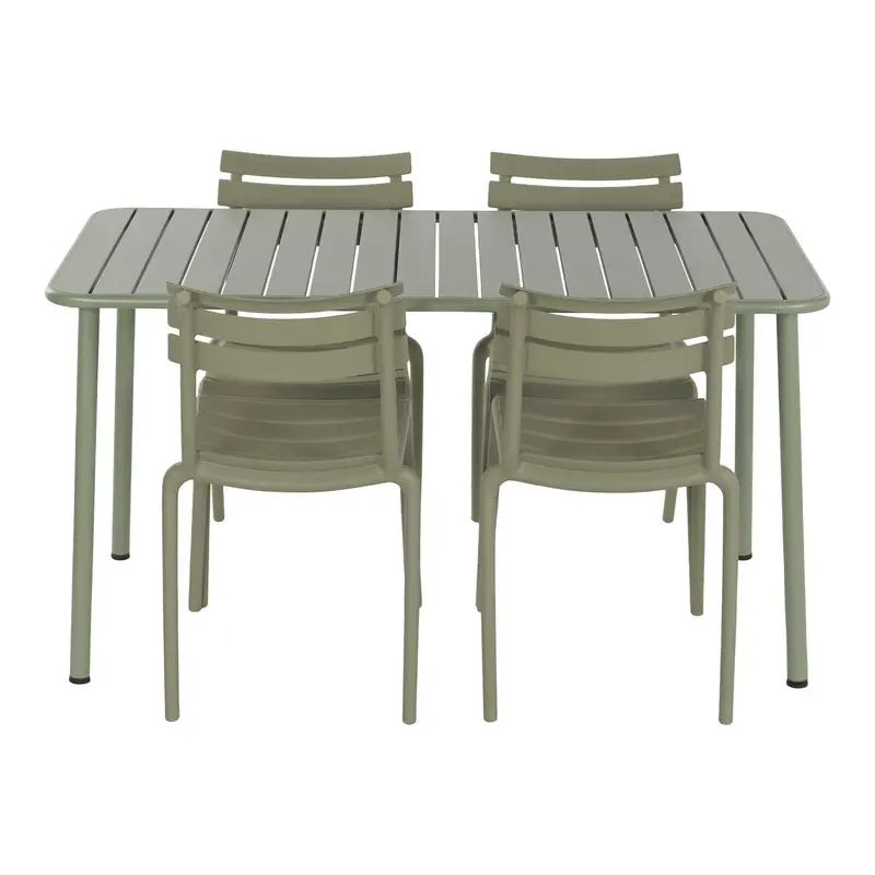 Table Set With 4 Chairs Home Esprit Green Polypropylene Iron 140 X 70 X 75 Cm 1