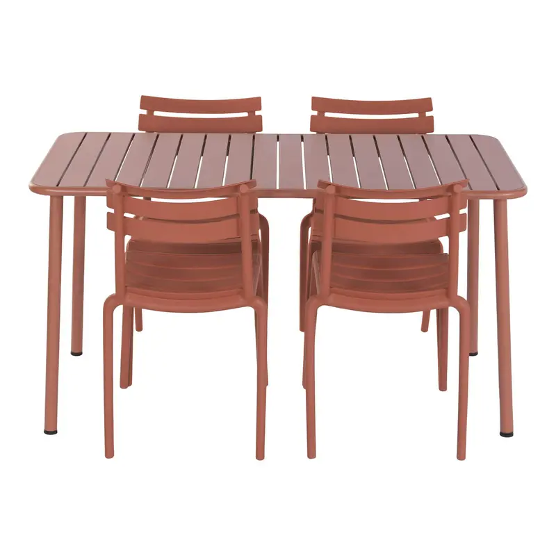 Table Set With 4 Chairs Home Esprit Terracotta Polypropylene Iron 140 X 70 X 75 Cm 1