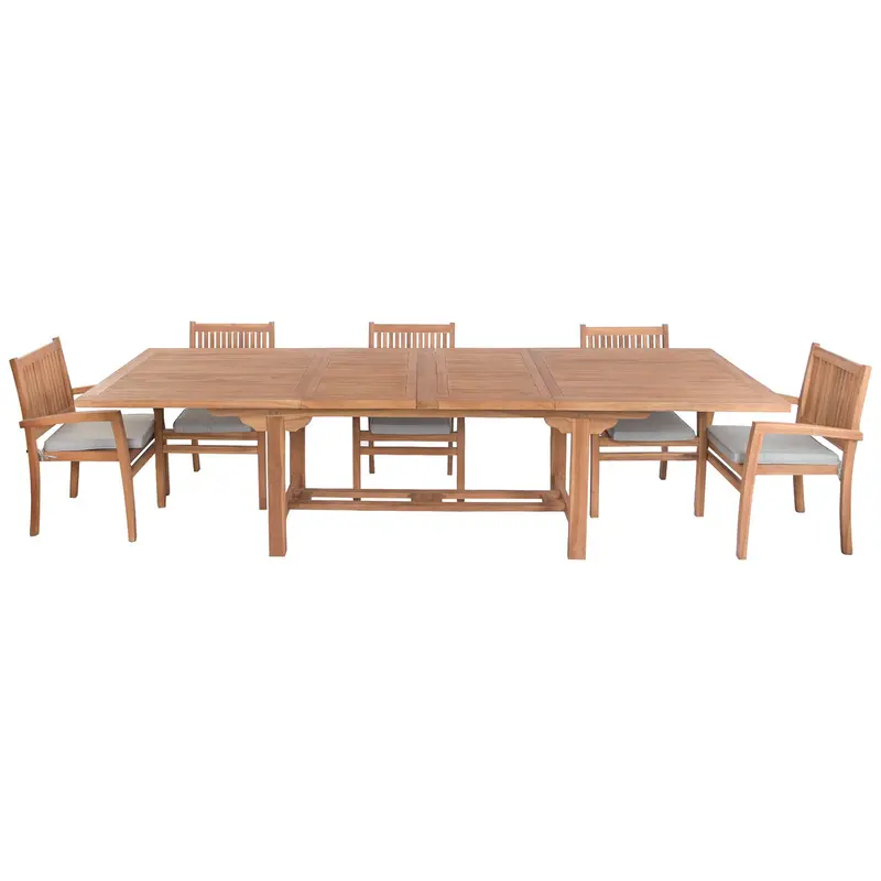 Table Set With Chairs Home Esprit Teak 210 X 100 X 76 Cm 1