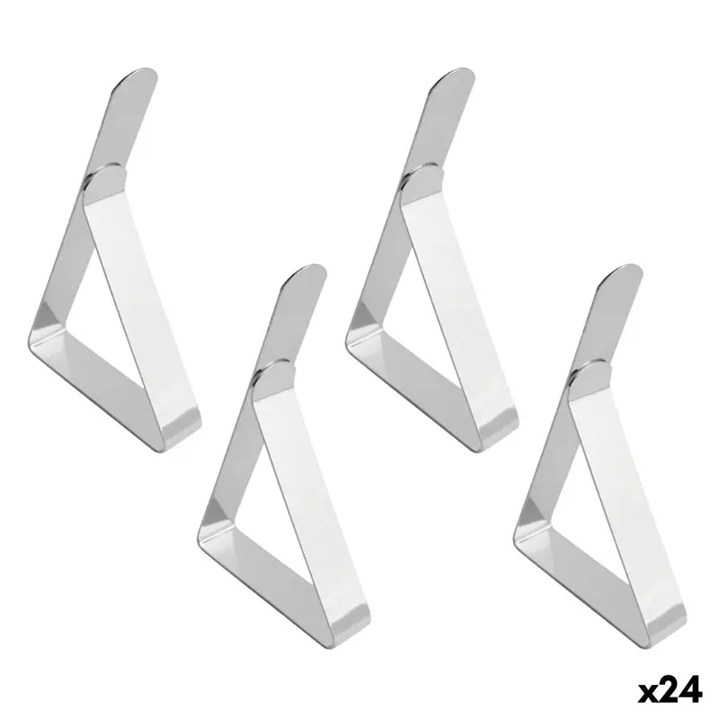 Tablecloth Clip My Bar Silver 7,4 X 4,5 X 1,2 Cm 4 Pieces (24 Units) 1