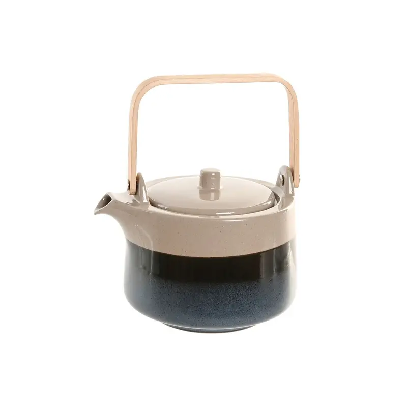 Teapot Home Esprit Blue Grey Bamboo Porcelain 1 L 1