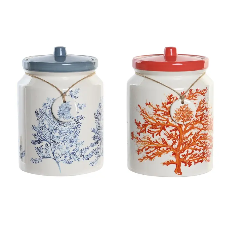 Tin Dkd Home Decor Blue Coral Fuchsia White Dolomite (2 Units) (15 X 15 X 22 Cm) 1