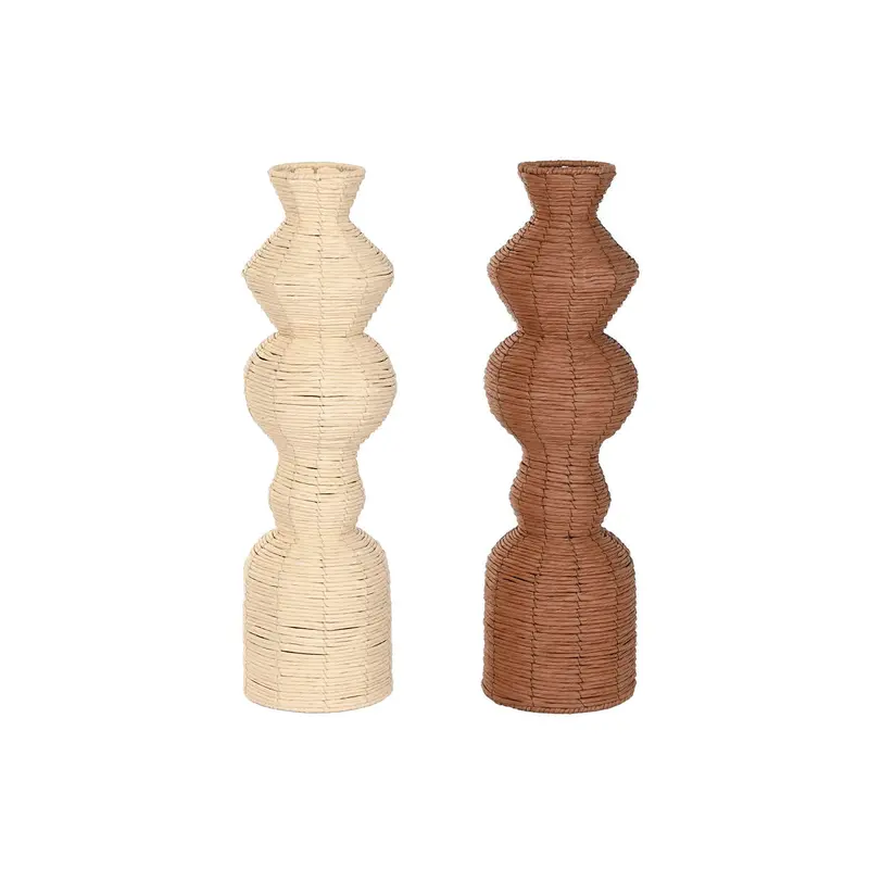 Vase Home Esprit Brown Natural Urban 20 X 20 X 70 Cm (2 Units) 1
