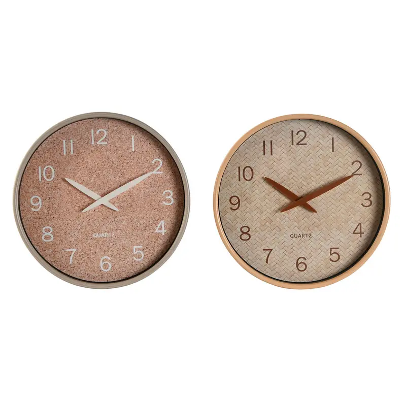 Wall Clock Home Esprit Brown Natural Pvc Wood 30 X 4,7 X 30 Cm (2 Units) 1