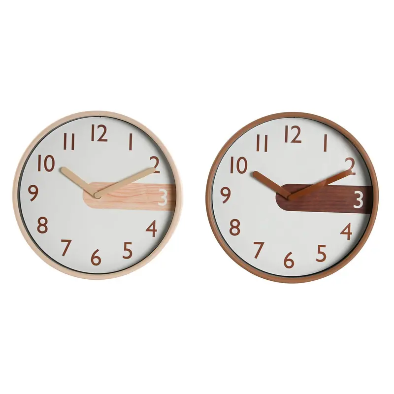 Wall Clock Home Esprit Brown Natural Pvc Wood 30 X 4,7 X 30 Cm (2 Units) 1