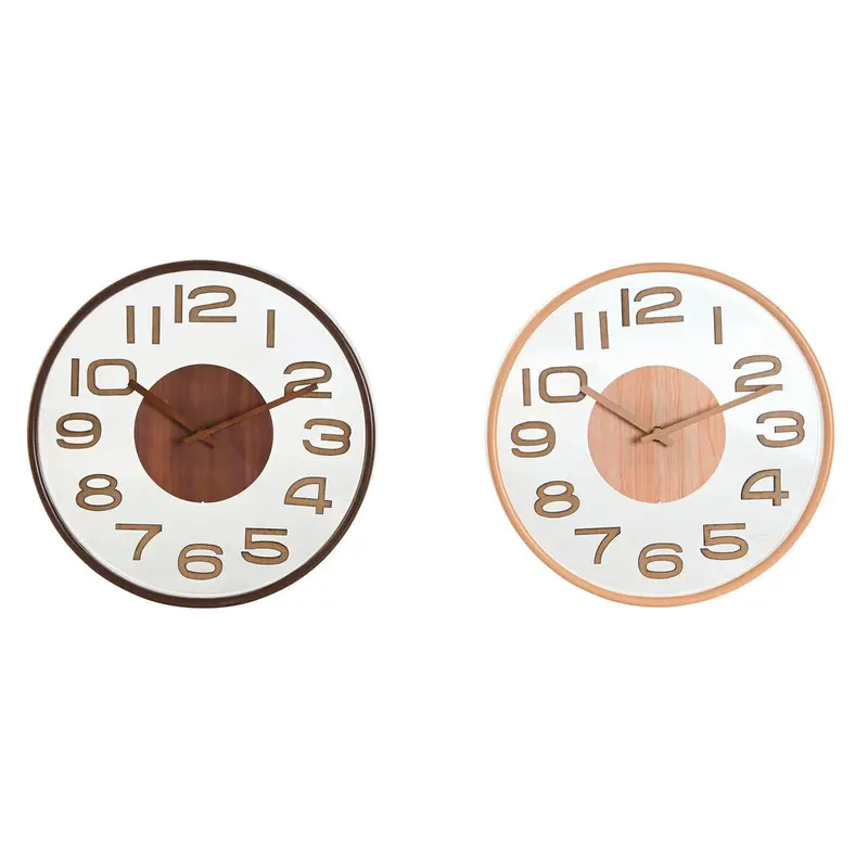 Wall Clock Home Esprit Brown Natural Pvc Wood 30 X 4,7 X 30 Cm (2 Units) 1