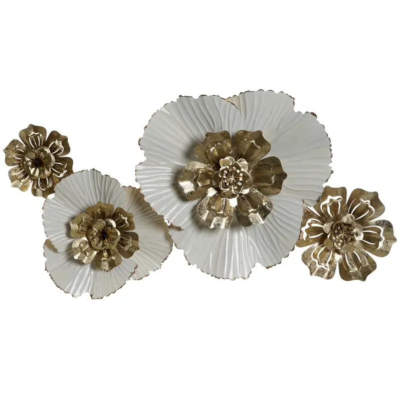 Wall Decoration Dkd Home Decor 93 X 8,3 X 54 Cm Golden White Flowers 1