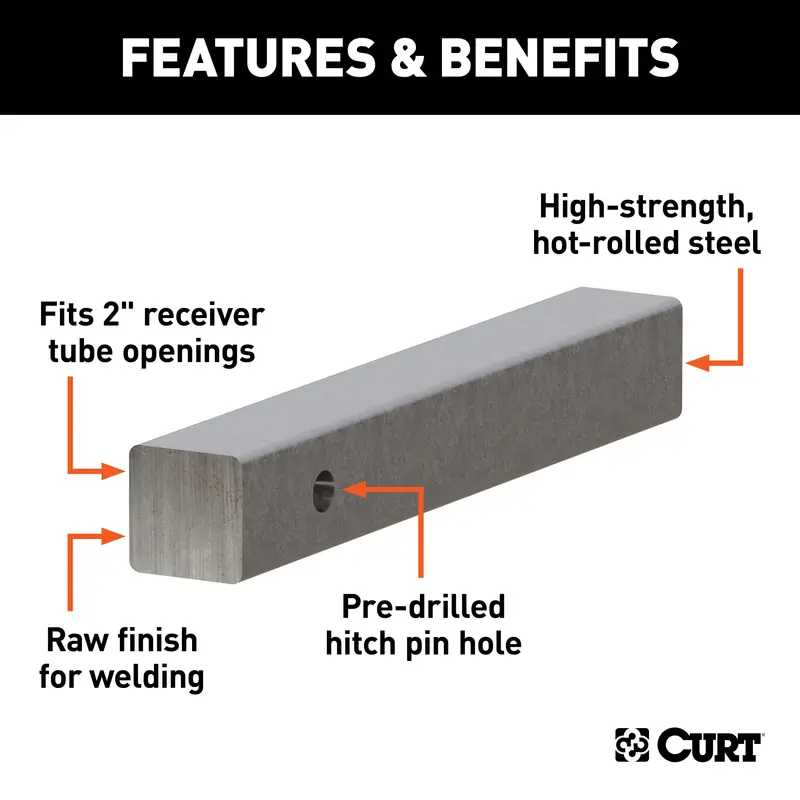 Curt 49531 2-Inch X 14-Inch Weld-On Trailer Hitch Shank (Raw Steel) 1