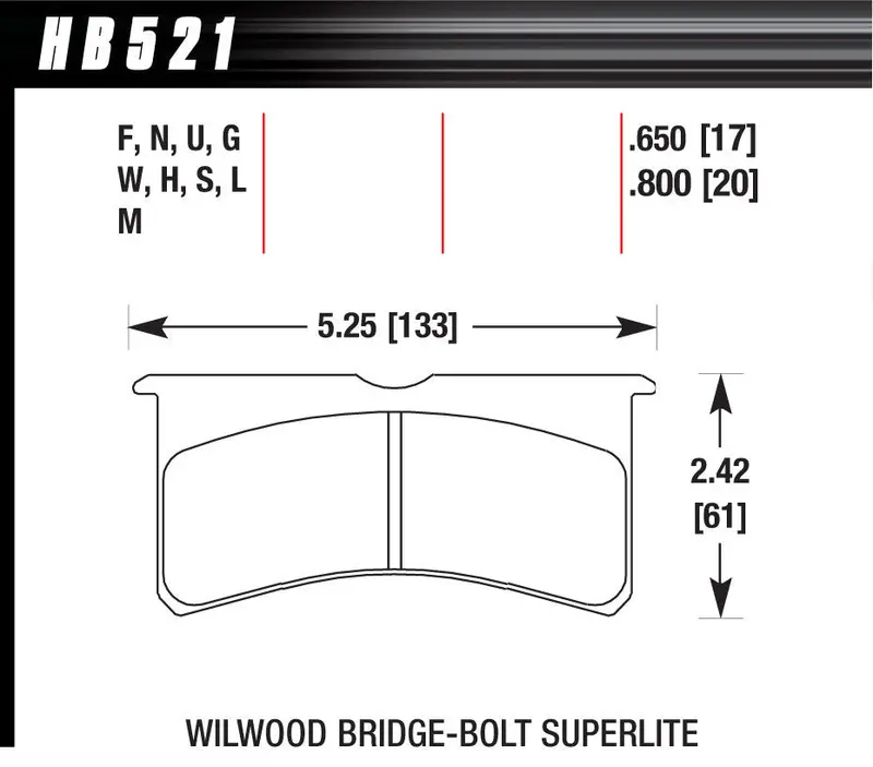 Hawk Brake Dtc-60 Racing Compound Bridgebolt Pad Set (Hb521G800 Sl) 1