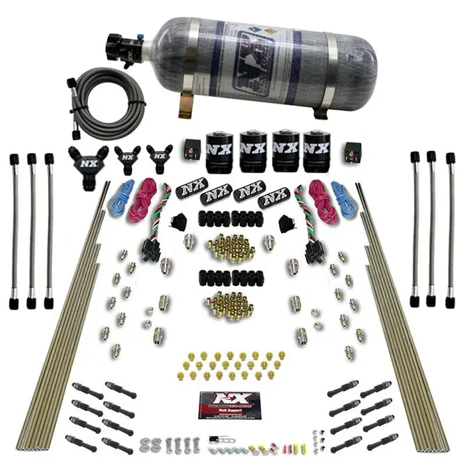 Nitrous Express 93106-12 Dry Dual-Stage Direct Port Nitrous System – 8-Cylinder, Four-Solenoid Setup With Composite Bottle (200–600 Hp) 1