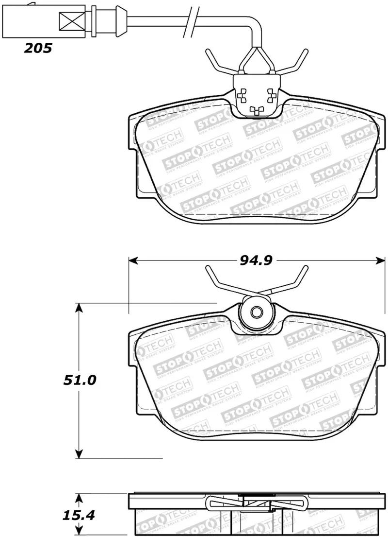 Stoptech 308.08772 Street Performance Brake Pad Set – Includes Shims And Mounting Hardware 1