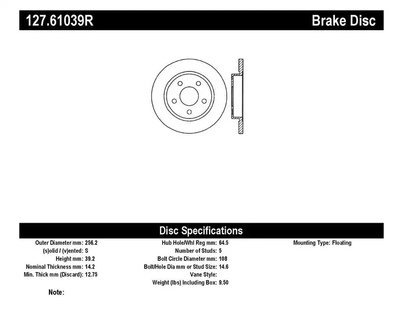 Stoptech Sport Drilled & Slotted Rear Right Brake Rotor (Model #127.61039R) 1