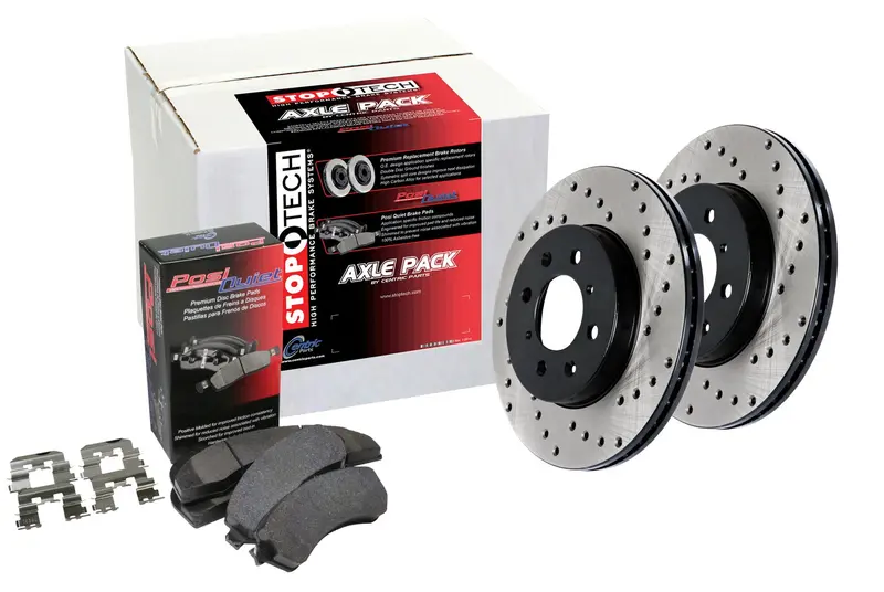 Stoptech Street Axle Pack – Drilled Front And Rear Brake Kit 1