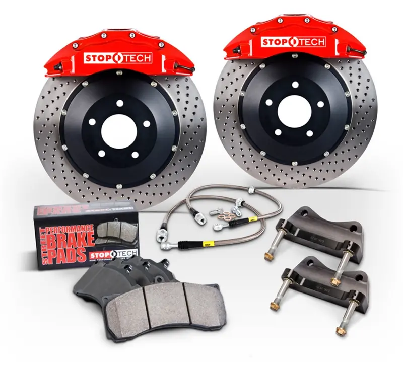 Stoptech Trophy Sport Front Big Brake Kit – Silver Calipers & Two-Piece Slotted Rotors 1