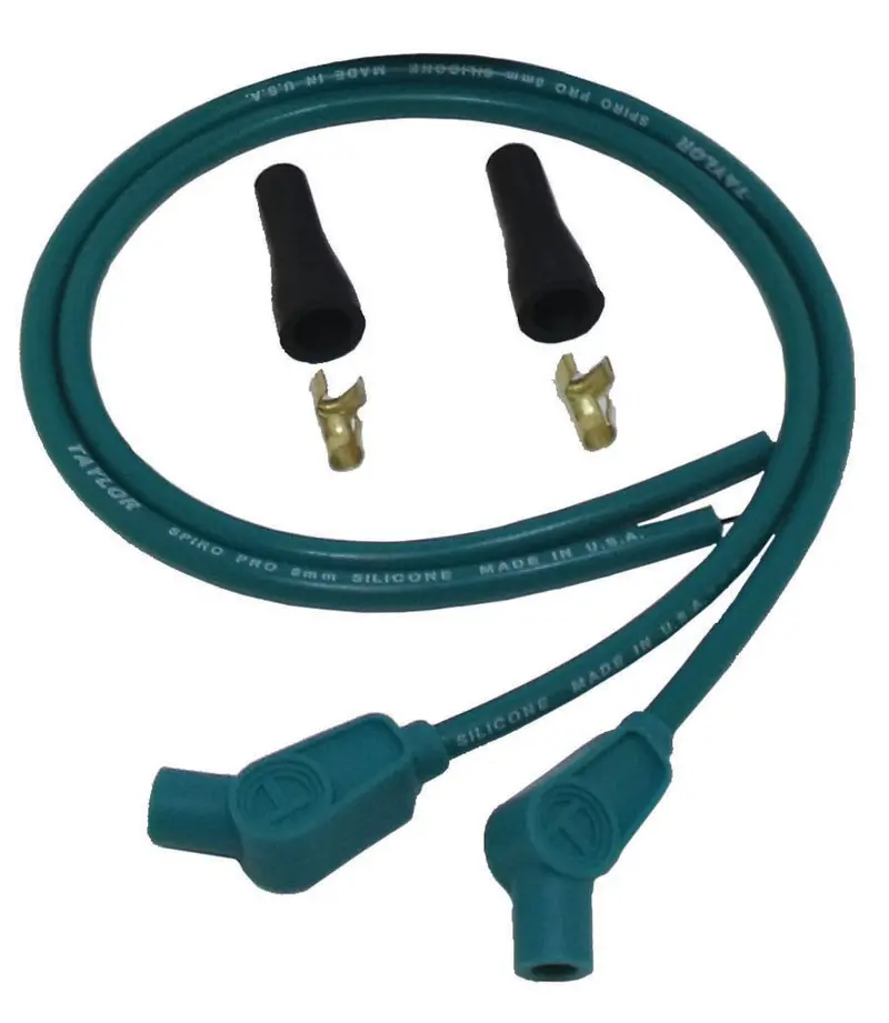 Taylor Cable 8Mm Spiro-Pro Ignition Wire Set – Universal Motorcycle Kit With Teal 135° Boots 1